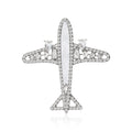 Rhinestone Airplane Brooch Shell Body Gold Silver Pin view 2