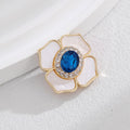 Blue White Camellia Metal Brooch Pin for Jackets and Lapels view 5
