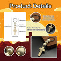 Wood Bead Loop and Carved Crucifix Keychain and Attached Hardware view 2