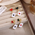 Red Black Heart Playing Card Mismatched Clip Earrings view 1