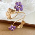 Gold Spiral Arm Cuffs Enamel Flowers Butterflies Five Colors view 10