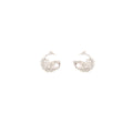 Silver Feather Crystal Look Crescent Stud Earrings view 5
