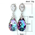 Silver Tone Pear Halo Teardrop Crystal Drop Earrings Two Colors view 5