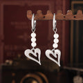 Heart Pendant Hoop Earrings with Pearl Beads Gold and Steel view 4
