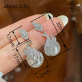White Gold Faux Pearl Leaf Drop Earrings Clear Pavé view 4