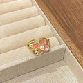 Three Mixed Colorful Flower Rings With Enamel Or Beaded Clusters view 6