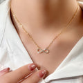 Gold Tone Clear Stone Infinity Pendant Necklace Jewelry view 2