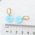 Gold Tone I Love You Disc Huggie Drop Earrings in Five Colors view 2