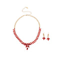 Gold Marquise Leaf Rhinestone Necklace Earring Sets view 5