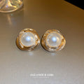 Gold-Tone Wrapped Pearl Stud Earrings For Women Jewelry view 4