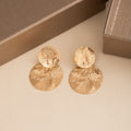 Gold and Silver Textured Double Disc Stud Earrings view 6