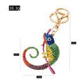 Rainbow Rhinestone Chameleon Keychain Gold Tone Charm view 2