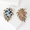 Leafy Crystal Grape Cluster Brooch in Purple or Blue view 1