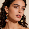 Mismatched Evil Eye Heart and Sun Long Dangle Earrings view 1