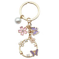 Pink Purple Openwork Butterfly Flower and Pearl Charm Keychain view 5