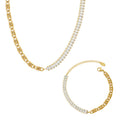 S-Link Chain Baguette Zircon Necklace And Bracelet Set view 5