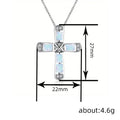 Opalescent Inlay Cross Pendant Necklace In Five Colors Silver Tone view 4