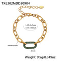 Stainless Paperclip Chain Necklace Bracelet Pave Oval Zircon view 11