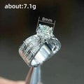 Round Crystal Halo Split Band Statement Ring in Silver Tone view 4