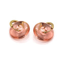 Gold Tone Frosted and Transparent Donut Hoop Earrings view 6