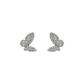 Silver Pave Crystal Butterfly Stud Earrings Clear Rhinestone Pair view 5