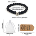 Black Beaded Elastic Bracelet With Silver Tone Skull Accent view 2