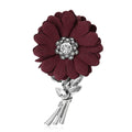 Fabric Daisy Bouquet Brooch with Crystal Center and Metal Stems view 5