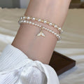 Three Mixed Pearl Like Bracelets With Tail Cluster Or Oval Center view 6