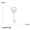 Pearl and Crystal Key Brooch with Circular Top in Two Metal Tones view 5