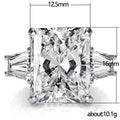 Silver Tone Oversized Emerald Cut Crystal Ring Jewelry view 4