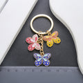 Yellow Pink and Blue Butterfly Enamel Charm Keychain view 3
