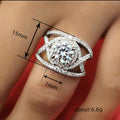 Silver Tone Round Crystal Interlaced Halo Ring Statement Jewelry view 4