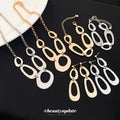 Irregular Open Oval Metal Necklace Bracelet Earrings view 2