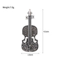 Silver Tone Violin Crystal Enamel Metal Brooch Pin view 2