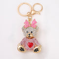 Rhinestone Teddy Bear Keychain Bow Heart Metal Bag Charm view 5