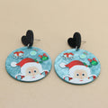 Black Heart Stud Christmas Printed Round Acrylic Drop Earrings view 3