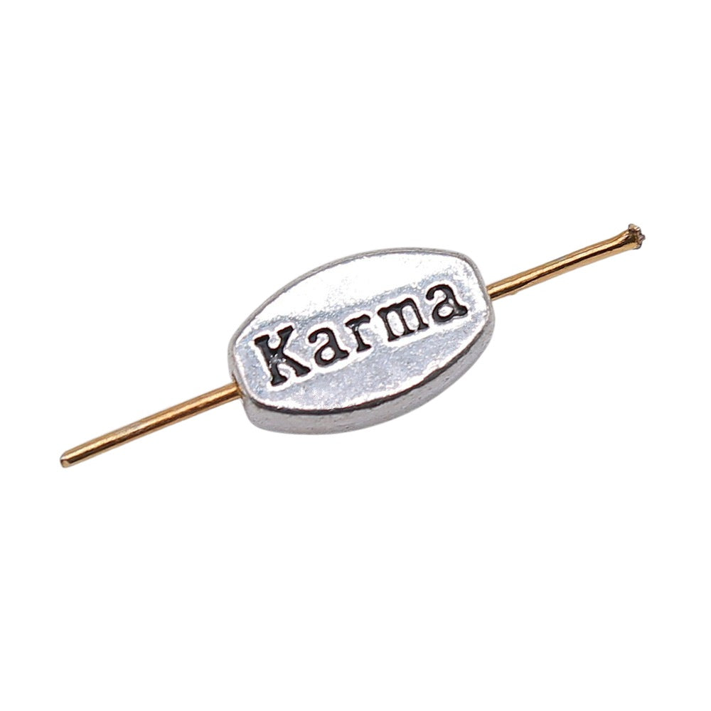8x13mm 1.6g Antique Silver Zinc Alloy Karma Loose Metal Beads for Bracelet Necklace Jewelry Making