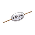 Karma Word Oval Small-Hole Antique Silver Metal Bead view 3