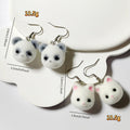 Flocked White Cat and Panda Head Drop Earrings with Random Option view 4