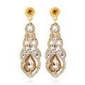 Silver Tone Teardrop Crystal Tassel Tassel Crystal Four Designs Metal Dangle Earrings view 9