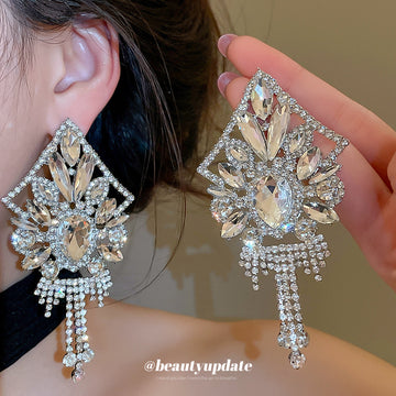 Crystal Filigree Chandelier Stud Earrings Fashion Jewelry Accessory