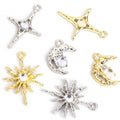 Crystal-Accented Gold Silver Moon Alloy Charms in 6 Styles view 4