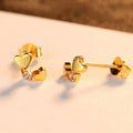 Dual Heart Clear CZ Stud Earrings Gold and Silver Tones view 3