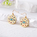 Gold and Silver Tone Crystal Evil Eye Round Hook Earrings view 6