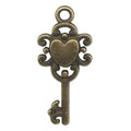 Antique Bronze Tone Key Charms in Assorted Ornate Designs view 9