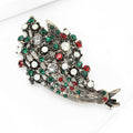 Antique Gold Bouquet Brooch With Multicolor Crystal Flowers view 3
