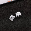 Silver Tone Elephant Cutout Stud Earrings Polished Metal Jewelry view 2