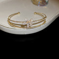 Double Row Crystal Flower Open Cuff In Gold Or Silver Tone view 7