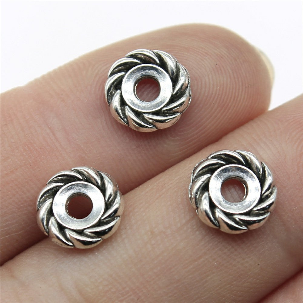 9x9x2mm 0.6g Multicolor Zinc Alloy Flat Round Spacer Beads for Bracelet Necklace DIY Jewelry Making