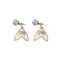 Gold-Tone Faux Pearl and Cubic Zirconia Mermaid Tail Earrings view 5